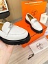 Женские кожаные лоферы Hermes Premium - White