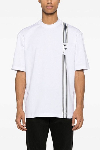 Мужская белая футболка Ferragamo college stripes   
