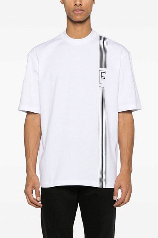 Мужская белая футболка Ferragamo college stripes