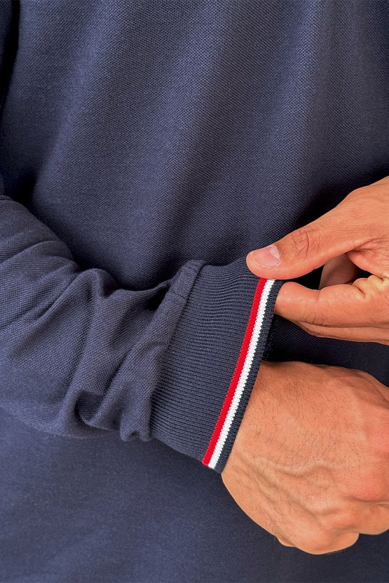 Тёмно-синее поло с длинным рукавом Moncler logo-patch
