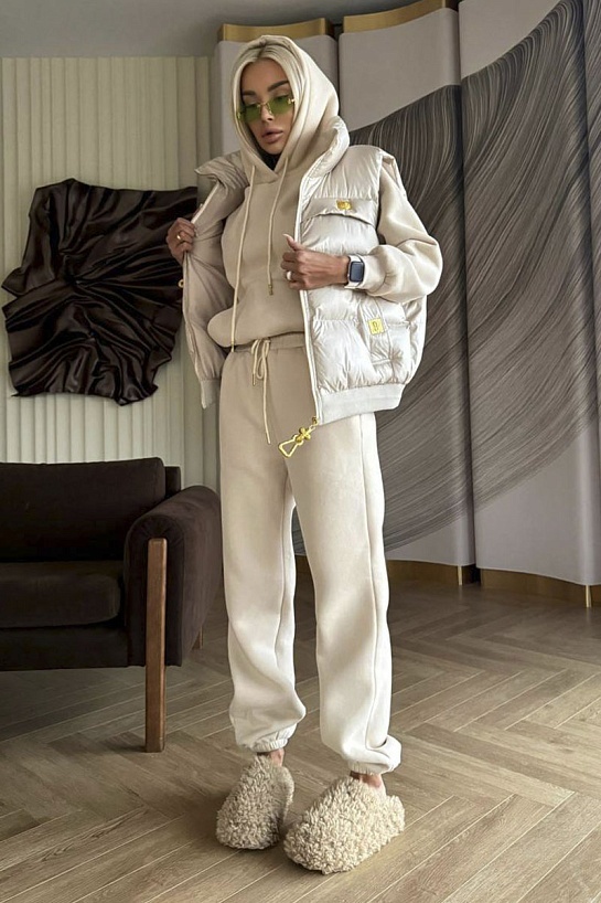 Женский костюм тройка на флисе Schiaparelli Premium - Beige