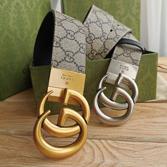 Двусторонний ремень Gucci GG Monogram - Silver (ширина 4 см, длина 80 / 85 см)
