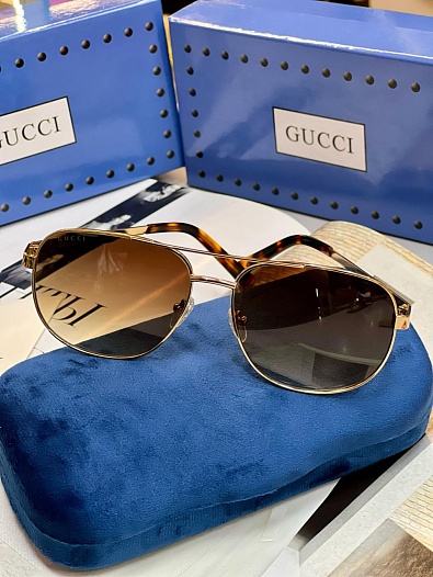 Брендовые солнцезащитные очки авиаторы Gucci   