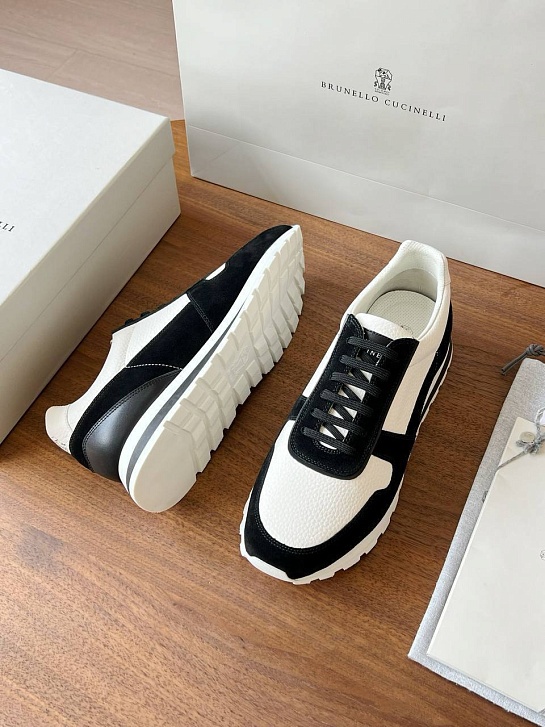 Комбинированные кроссовки Brunello Cucinelli Premium - White / Black
