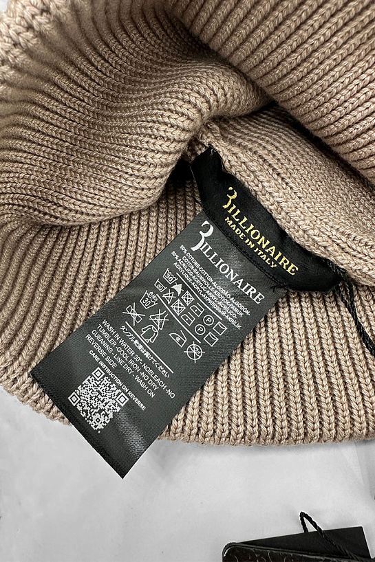 Бежевая шапка Billionaire logo-patch