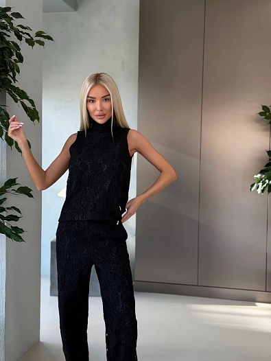 Женский кружевной костюм чёрного цвета Schiaparelli premium   