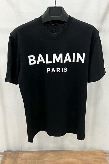 Футболка чёрного цвета Balmain Paris logo-print   