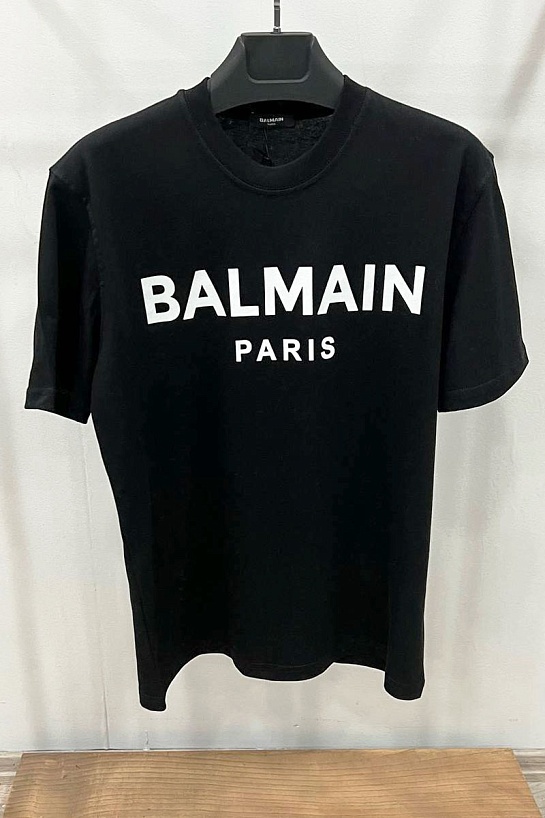 Футболка чёрного цвета Balmain Paris logo-print