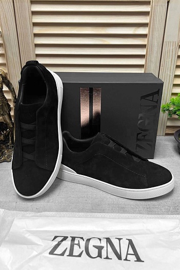 Замшевые кроссовки Ermenegildo Zegna Triple Stitch low-top - Black   