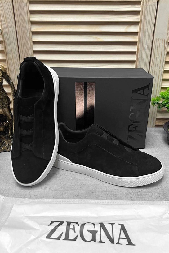 Замшевые кроссовки Ermenegildo Zegna Triple Stitch low-top - Black