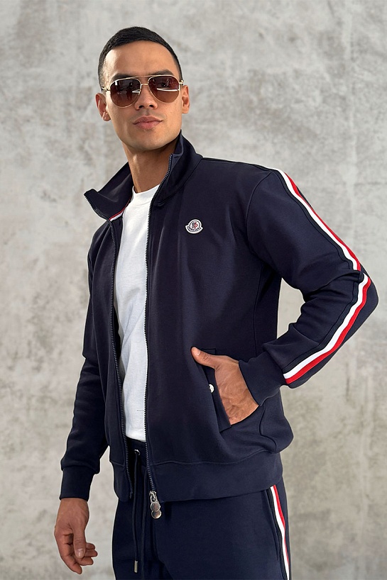 Тёмно-синий спортивный костюм Moncler logo-patch