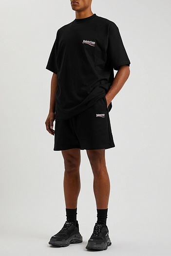 Чёрные мужские шорты Balenciaga Political Campaign logo   