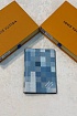 Кожаная обложка для паспорта Louis Vuitton Indigo Blue Damoflage premium 14x10x2.5 см