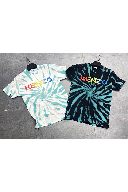 Мужская чёрная футболка Kenzo Logo Tie-Dye