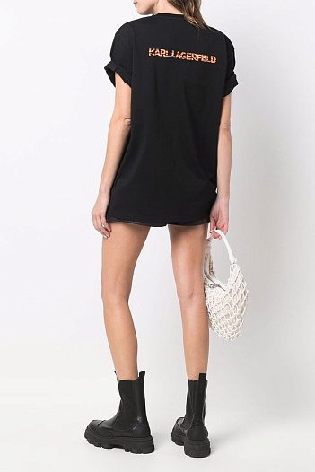 Женская брендовая футболка Karl Lagerfeld чёрного цвета   