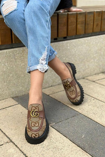 Женские лоферы Gucci Horsebit - Brown   