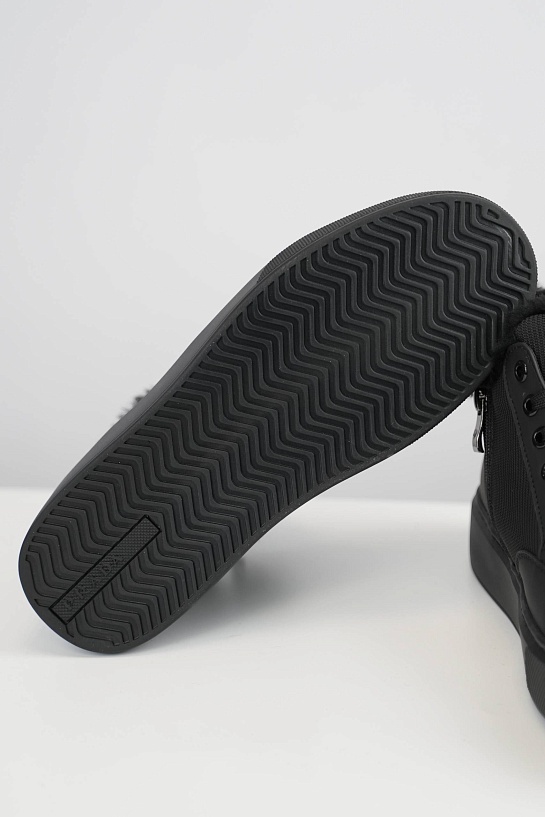 Комбинированные кроссовки с мехом Prada