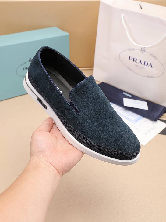 Мужские замшевые слипоны Prada Saint Tropez - Cyan Blue