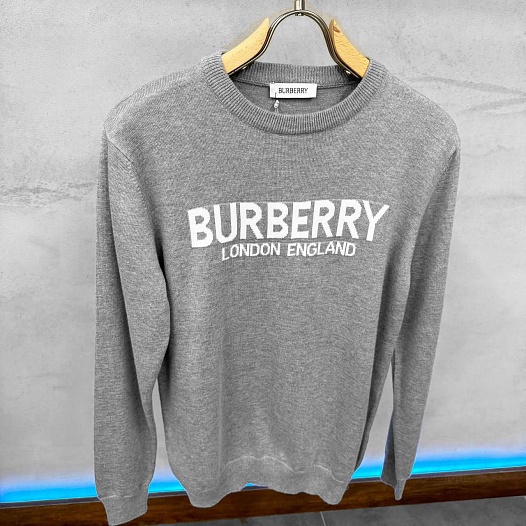 Мужской джемпер Burberry logo-intarsia - Grey   