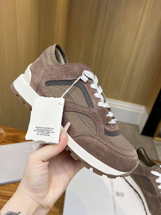 Женские замшевые кроссовки Brunello Cucinelli - Brown