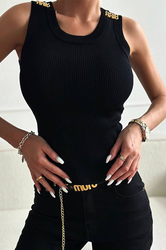 Женская майка MIU MIU чёрного цвета