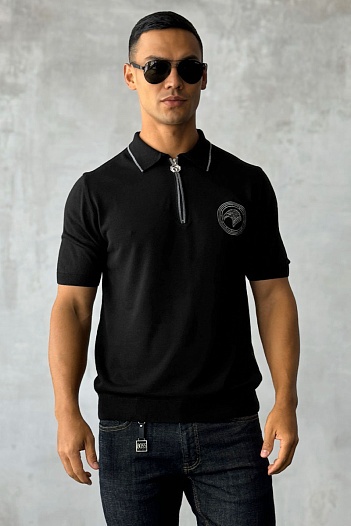 Мужское поло Stefano Ricci Eagle zip-neck - Black   