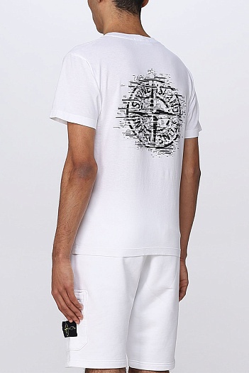 Мужская белая футболка Stone Island logo-print   