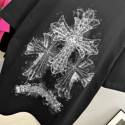 Чёрная оверсайз футболка Chrome Hearts Premium   