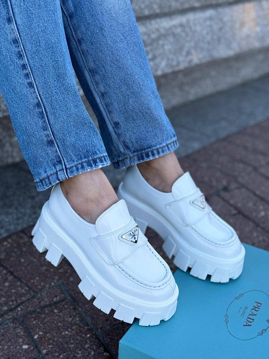 Женские лоферы Prada Monolith - White
