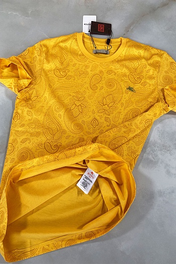 Жёлтая мужская футболка Etro embroidered-logo   