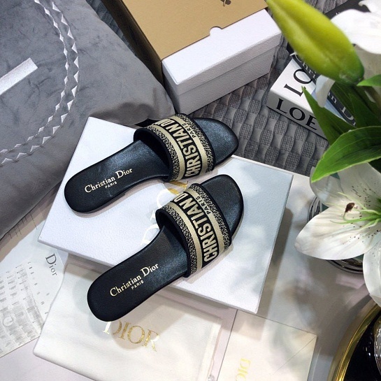 Женские кожаные шлёпанцы Dior Premium