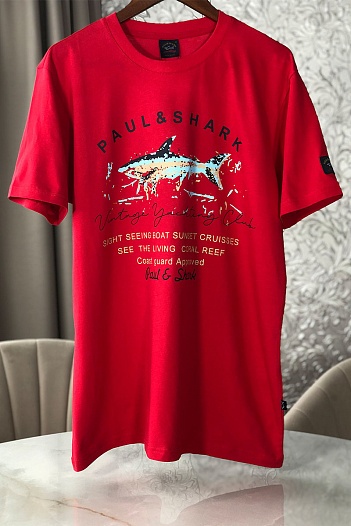 Красная мужская футболка Paul&Shark logo-print   