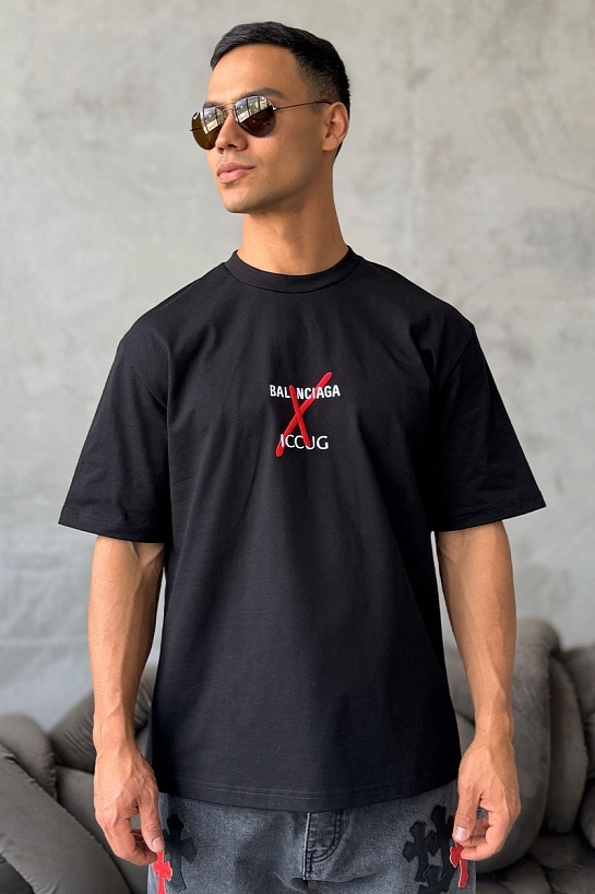Чёрная оверсайз футболка Balenciaga Collaboration