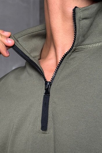 Мужская зелёная кофта с патчем на плече Stone Island Zip Neck   