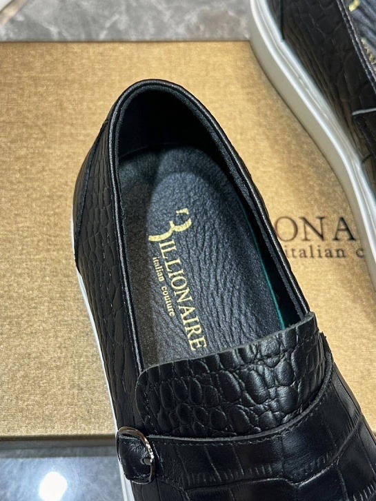 Мужские кожаные лоферы Billionaire чёрного цвета