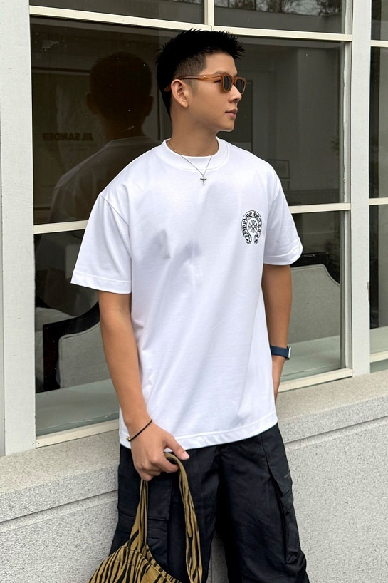 Белая оверсайз футболка Chrome Hearts Premium