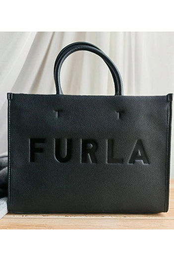 Кожаная сумка Furla Medium 35x26 см - Black   