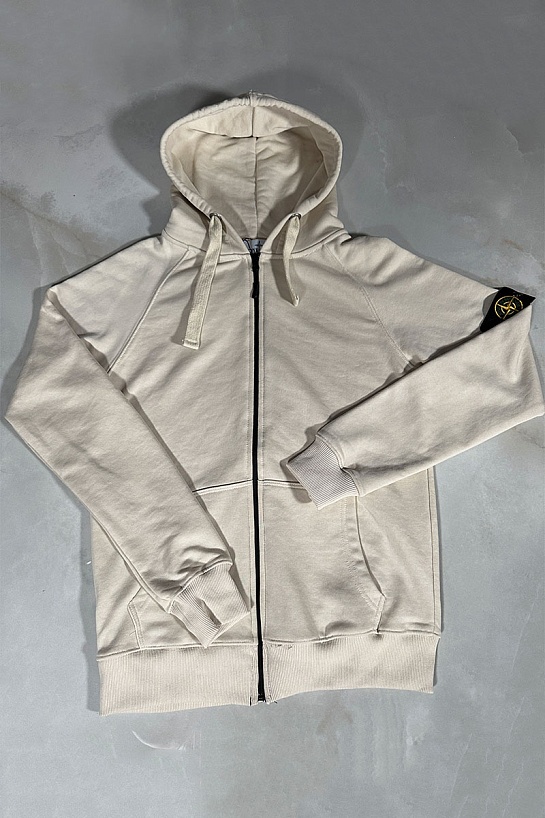 Бежевая кофта на молнии Stone Island compass-patch