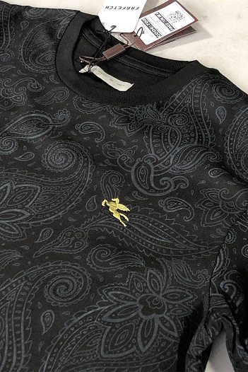 Чёрная мужская футболка Etro embroidered-logo   