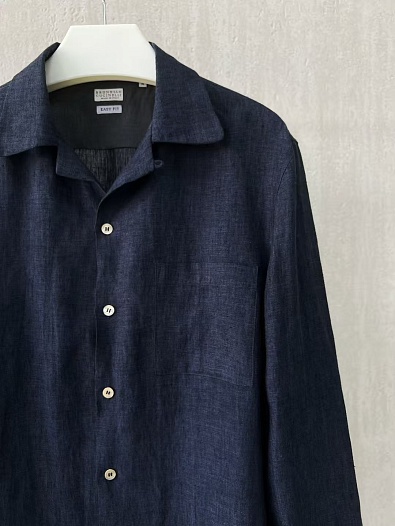 Льняная рубашка Brunello Cucinelli Premium - Navy   