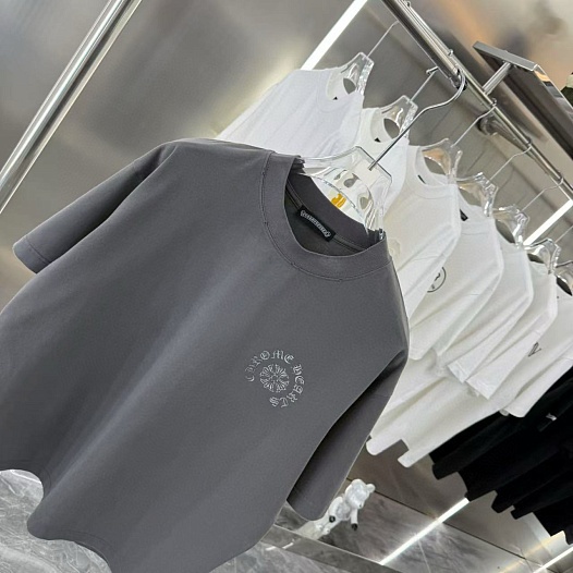 Серая оверсайз футболка Chrome Hearts Premium   