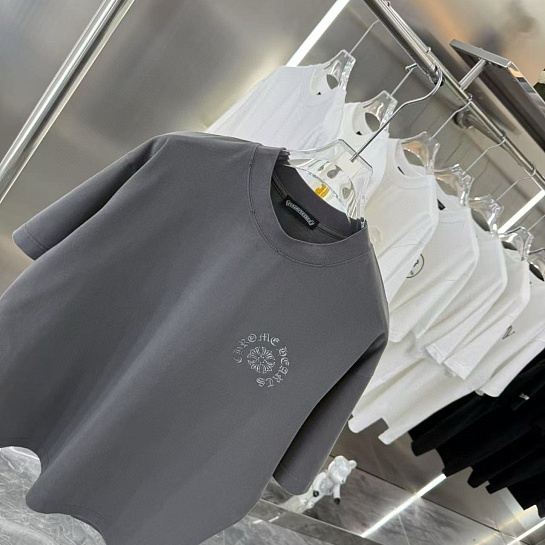 Серая оверсайз футболка Chrome Hearts Premium