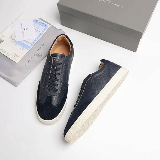 Комбинированные кроссовки Brunello Cucinelli logo-print - Navy