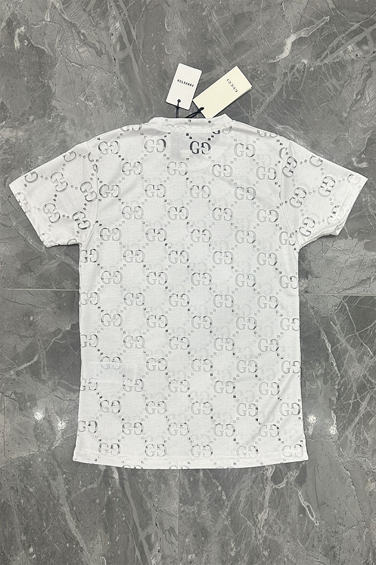 Мужская белая футболка Gucci GG Logo All-over