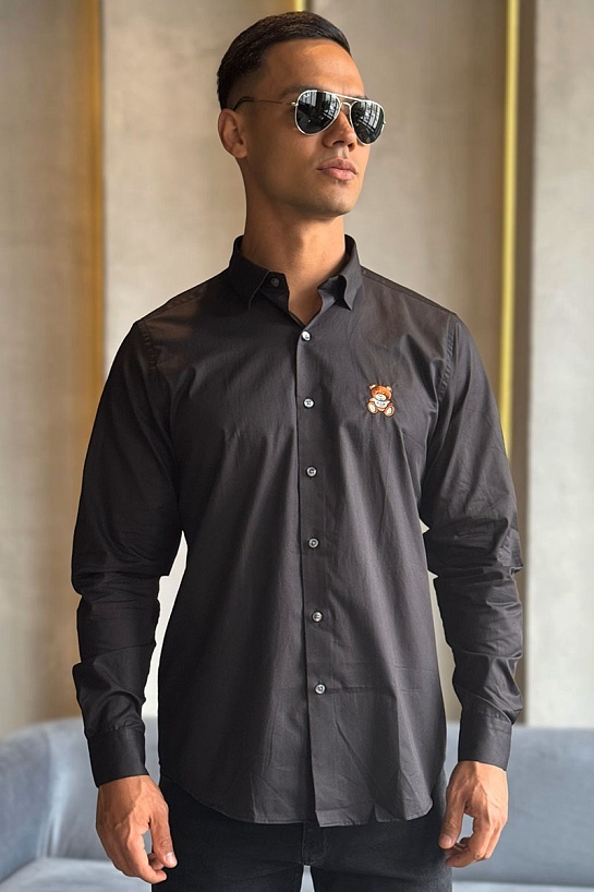 Классическая рубашка Moschino Teddy Bear embroidered logo - Black