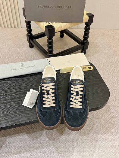 Замшевые кроссовки Brunello Cucinelli low-top - Navy   