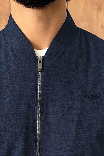 Мужской бомбер Zegna синего цвета   