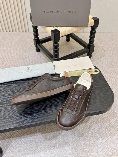 Кожаные кроссовки Brunello Cucinelli low-top - Brown   