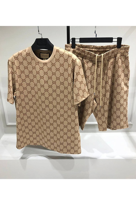 Шорты бежевого цвета Gucci GG monogram-pattern