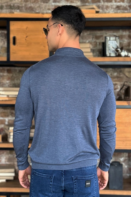 Поло с длинным рукавом Zilli zip-up - Indigo